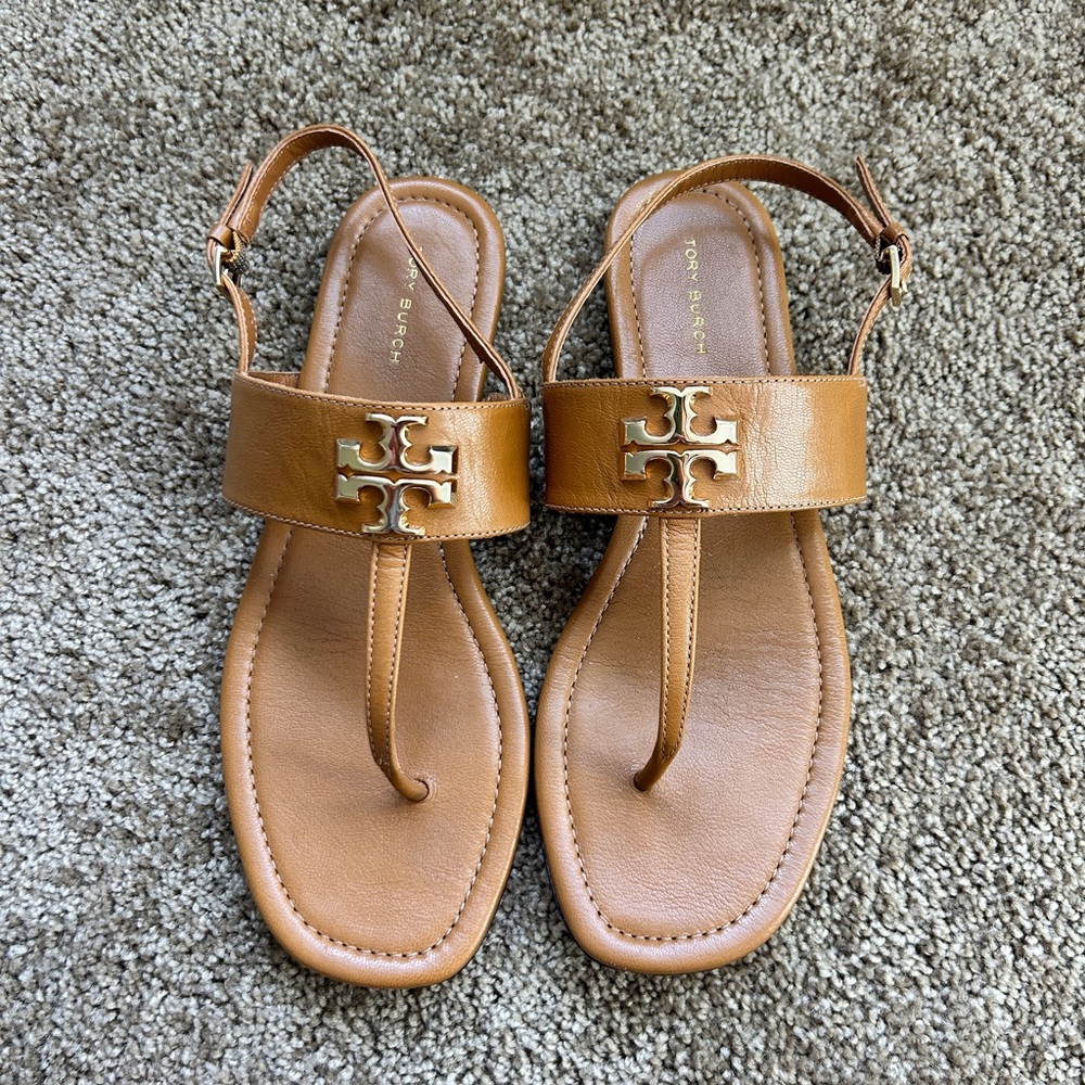 Tory Burch Brown Leather Thong Sandals